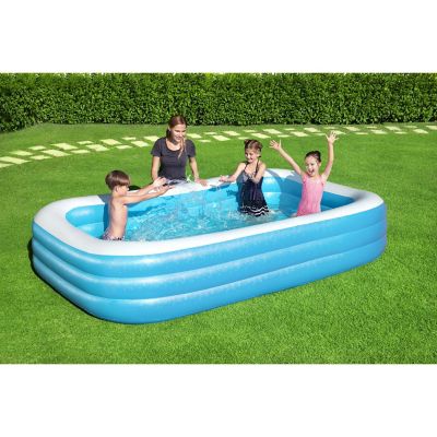 H2OGO! Blue Rectangular Family Pool &amp;#8211; 10' Inflatable Outdoor Splash Pool Image 1