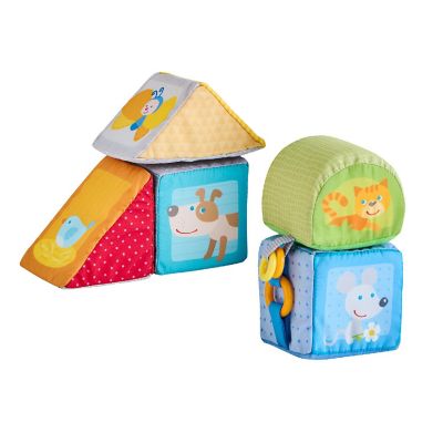 HABA Animal Discovery Cubes - 5 Soft Baby Blocks in Geometric Shapes Image 1