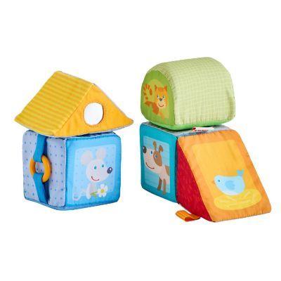 HABA Animal Discovery Cubes - 5 Soft Baby Blocks in Geometric Shapes Image 2