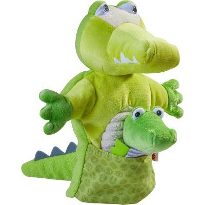 HABA Crocodile With Baby Hatchling - Hand Puppet and Finger Puppet 2 Pc Set Image 1