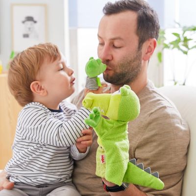 HABA Crocodile With Baby Hatchling - Hand Puppet and Finger Puppet 2 Pc Set Image 3
