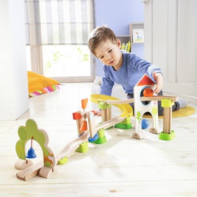 HABA Kullerbu Windmill Playset - 25 Piece Ball Track Starter Set with Special Effects - Ages 2+ Image 1