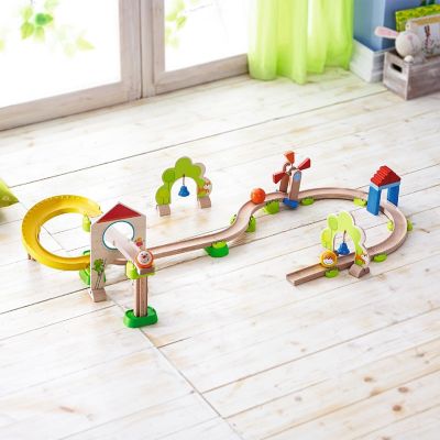 HABA Kullerbu Windmill Playset - 25 Piece Ball Track Starter Set with Special Effects - Ages 2+ Image 2
