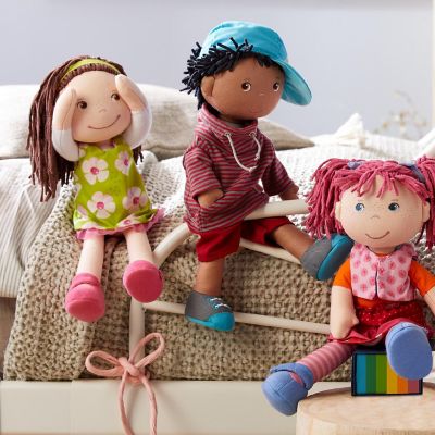 HABA Lilli-Lou 12" Soft Doll with Pink Hair in Pigtails, Blue Eyes and Embroidered Face for Ages 18 Months and Up Image 3