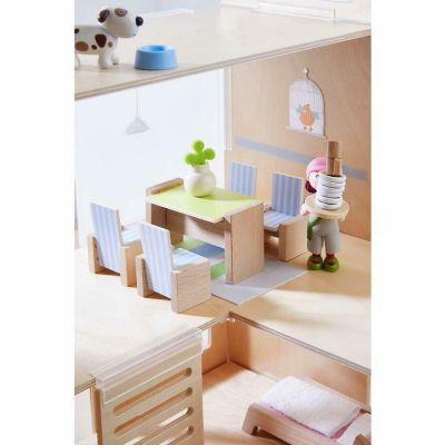 HABA Little Friends Dining Room - Wooden Dollhouse Furniture for 4" Bendy Dolls Image 2