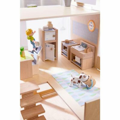 HABA Little Friends Kitchen Room Set - Wooden Dollhouse Furniture for 4" Bendy Dolls Image 2