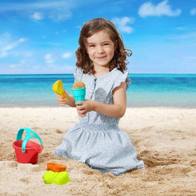 HABA Sand Toys Creative Set - 5 Piece Bundle with Watering Can, Ice Cream Cone Scoop & 2 Molds Sized for Toddlers Image 1