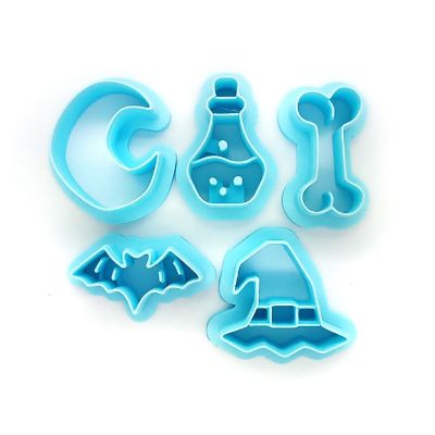 Halloween Clay Cutters - Bat, Moon, Witch Hat, Bone, Potion - 5 pcs Image 1