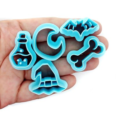 Halloween Clay Cutters - Bat, Moon, Witch Hat, Bone, Potion - 5 pcs Image 1