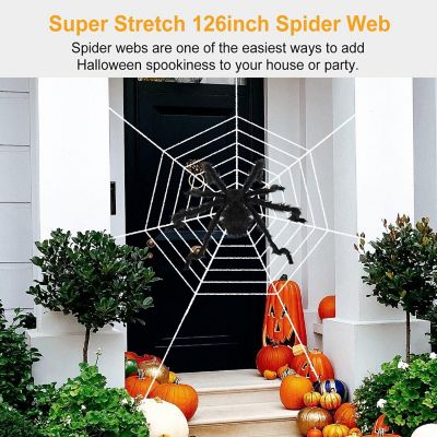 Halloween Decorations Spider Outdoor 59inch Halloween Spider with 126 inch Tarantula Mega Spider Web Hairy Poseable Scary Spider Image 1