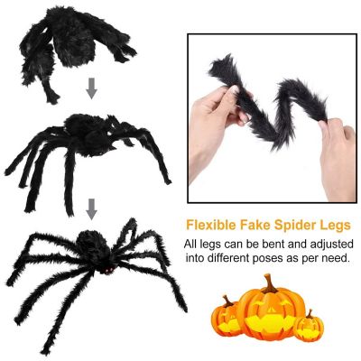 Halloween Decorations Spider Outdoor 59inch Halloween Spider with 126 inch Tarantula Mega Spider Web Hairy Poseable Scary Spider Image 2