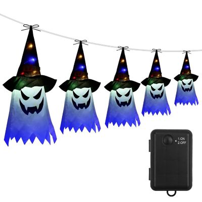 Halloween Ghost Witch Hat Hanging Light Lantern 11.6ft Outdoor String Decorative Light Patio Yard Garden Indoor Light Image 1