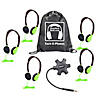 HamiltonBuhl Galaxy Econo-Line of Sack-O-Phones with 5 Green Personal-Sized Headphones, Starfish Jackbox and Carry Bag Image 1