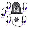 HamiltonBuhl Galaxy Econo-Line of Sack-O-Phones with 5 Purple Personal-Sized Headphones, Starfish Jackbox and Carry Bag Image 1