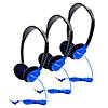 HamiltonBuhl Personal On-Ear Stereo Headphone, Blue, Pack of 3 Image 1