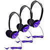 HamiltonBuhl Personal On-Ear Stereo Headphone, Purple, Pack of 3 Image 1