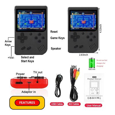 Handheld Portable Game Console 400 Retro Video Games Black Image 1