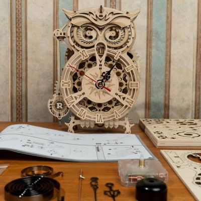 HandsCraft DIY 3D Moving Gears Puzzle - Owl Clock - 161 pcs Image 2