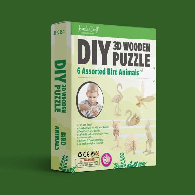 HandsCraft DIY 3D Wood Puzzle 6 Assorted Bird Puzzle Set Image 1