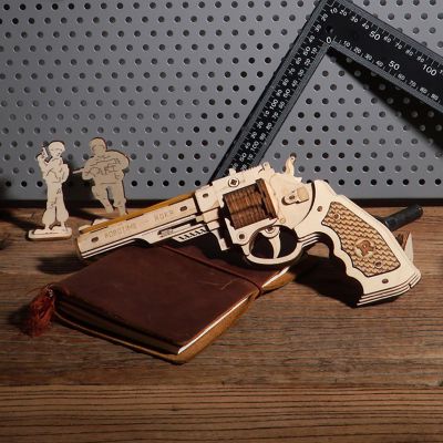HandsCraft DIY 3D Wood Puzzle Corsac M60 Justice Guard Toy Gun - 102 Pieces Image 1