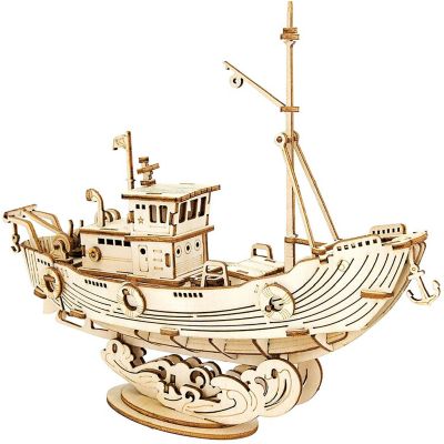 HandsCraft DIY 3D Wood Puzzle - Fishing Ship - 104pcs Image 1