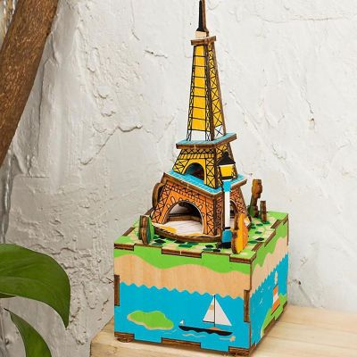HandsCraft DIY 3D Wood Puzzle Music Box: Romantic Eiffel - 41 Pieces Image 2