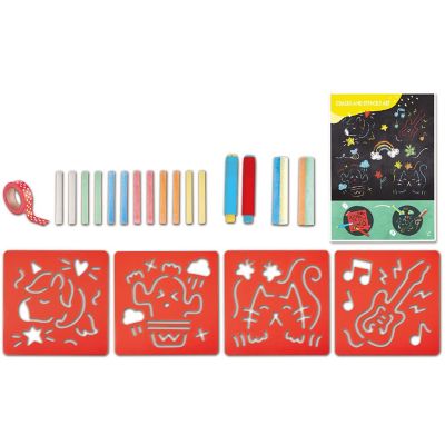 Hape: Chalks &amp; Stencils Art - 22Pcs, Activity Art Kit, Stencils, 3+ Image 2