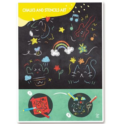 Hape: Chalks &amp; Stencils Art - 22Pcs, Activity Art Kit, Stencils, 3+ Image 3