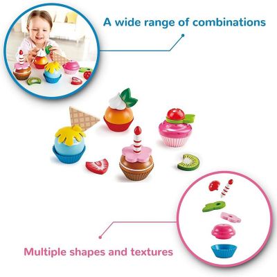 Hape Cupcakes Wooden Playset &amp;#8211; 18-Piece Colorful Dessert Set for Pretend Play Image 1