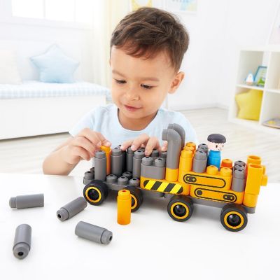 Hape: Polym: Construction Site&amp;#160;- Yellow-Grey - 43Pc Building Blocks Toy Set-2+ Image 3