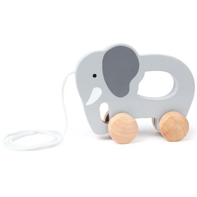 Hape: Push &amp; Pull Elephant&amp;#160;- Gray - Wooden Toy, Push-Pull-Grab, 1+ Image 1