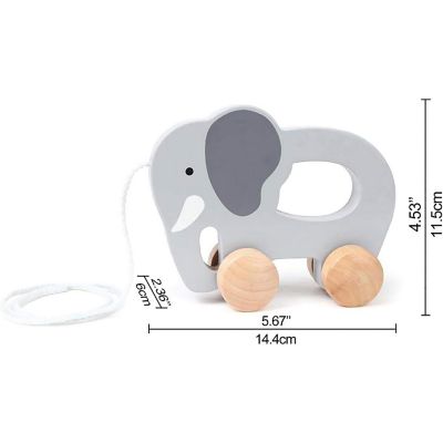 Hape: Push &amp; Pull Elephant&amp;#160;- Gray - Wooden Toy, Push-Pull-Grab, 1+ Image 3
