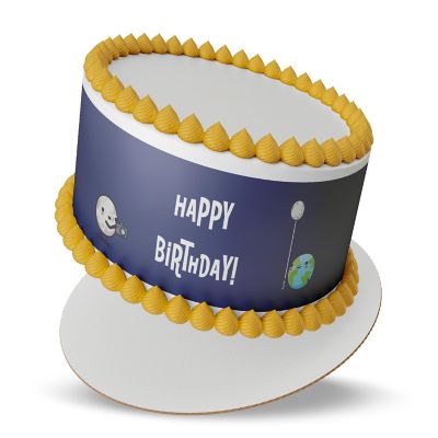 Happy Birthday Planets Edible Cake Border Strips Image 2