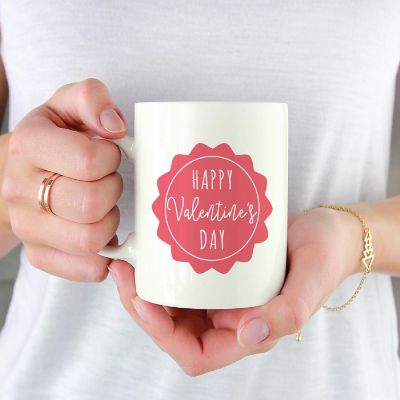 Happy Galentine's Day Pink Badge Mug Image 1