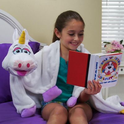 Happy Nappers Cuddleuppets: Unicorn - White-Purple - 2-In-1: Plush Puppet &amp; Blanket Image 2