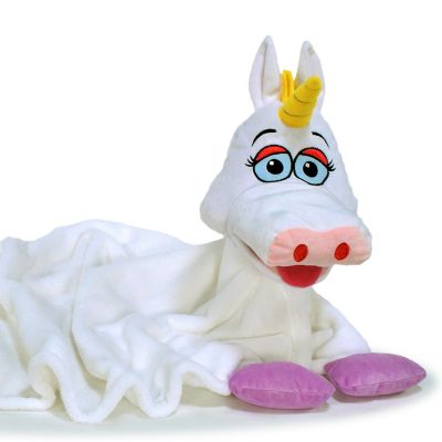 Happy Nappers Cuddleuppets: Unicorn - White-Purple - 2-In-1: Plush Puppet &amp; Blanket Image 3