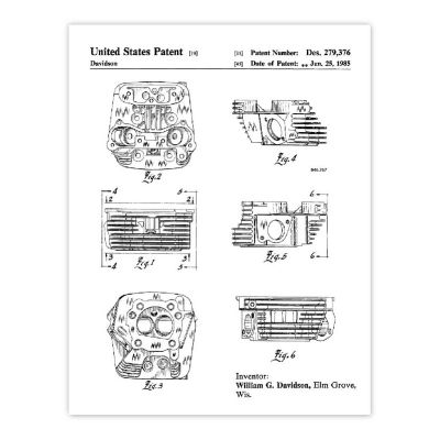 Harley Engine Head Patent 1Pk 8.5x11in Image 3