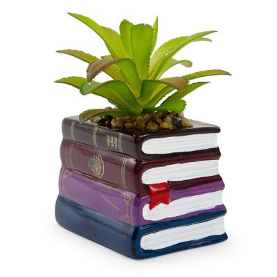 Harry Potter Book Stack 3-Inch Ceramic Planter With Artificial Succulent Image 1