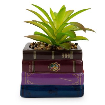Harry Potter Book Stack 3-Inch Ceramic Planter With Artificial Succulent Image 1