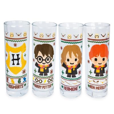 Harry Potter Chibi Christmas Sweater 10-Ounce Tumbler Glasses  Set of 4 Image 1