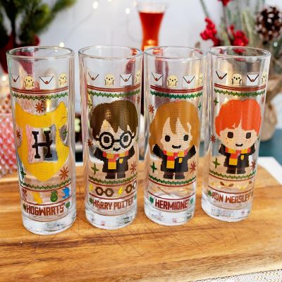 Harry Potter Chibi Christmas Sweater 10-Ounce Tumbler Glasses  Set of 4 Image 2