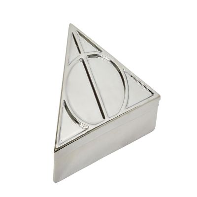 Harry Potter Deathly Hallows Symbol Silver Storage Box  7.5 x 6.5 Inches Image 1