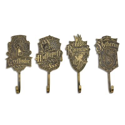 Harry Potter Gold Hogwarts Houses Wall Hooks Storage Rack  Set of 4 Image 1