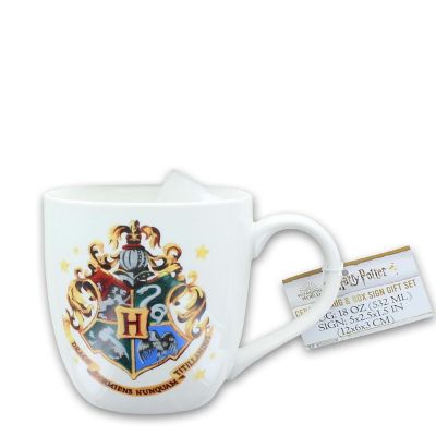 Harry Potter Hogwarts 18oz Ceramic Mug & 5 x 2.5 Inch Wall Sign Gift Set Image 2