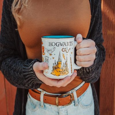 Harry Potter Hogwarts All Over Icons Destination Ceramic Camper Mug  Holds 20 Ounces Image 2