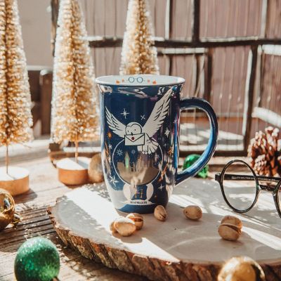 Harry Potter Hogwarts Christmas Wide Rim Ceramic Mug  Holds 16 Ounces Image 2