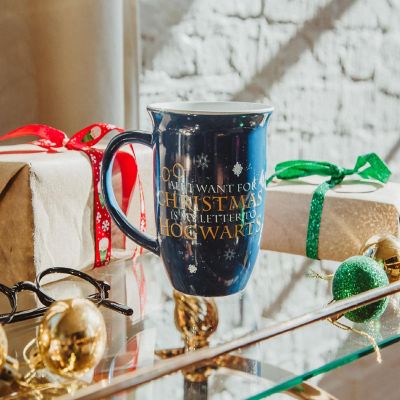 Harry Potter Hogwarts Christmas Wide Rim Ceramic Mug  Holds 16 Ounces Image 3