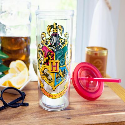 Harry Potter Hogwarts Crest Plastic Carnival Cup With Lid and Straw  20 Ounces Image 3