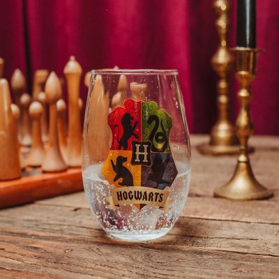 Harry Potter Hogwarts Crest Stemless Wine Glass  Holds 20 Ounces Image 3