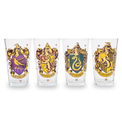 Harry Potter Hogwarts House Crests 16-Ounce Pint Glasses  Set of 4 Image 1